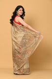 Beige Cut Work Tussar Saree