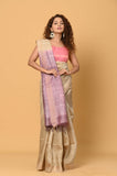 Beige Sequins Pure Tussar Saree