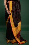 Black Linen Saree with Checks