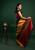 Black Linen Saree with Checks