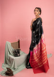 Black Pink Shiburi Pure Tussar Saree