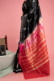 Black Pink Shiburi Pure Tussar Saree