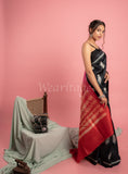 Black Pink Shiburi Pure Tussar Saree