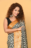 Black Polka Dot Moonga Silk Saree