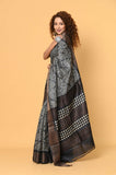 Black Tussar Printed Saree