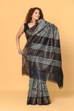 Black Tussar Printed Saree