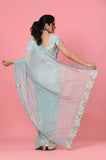 Blue Beads Sequins Organza Saree