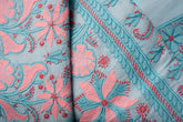 Blue Cotton Chikankari saree