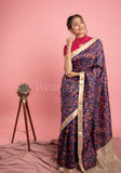 Blue Digital Print Tussar Saree