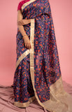 Blue Digital Print Tussar Saree