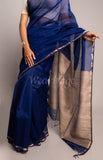 Blue Handwoven Ghicha Pallu Maheswari Saree