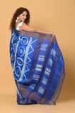 Blue Pure Tussar Shibori Saree