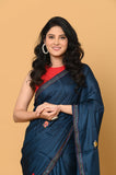 Blue Semi Tussar Embroidered Saree
