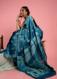 Blue Shiburi Pure Tussar Saree