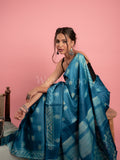 Blue Shiburi Pure Tussar Saree