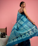 Blue Shiburi Pure Tussar Saree