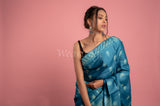 Blue Shiburi Pure Tussar Saree
