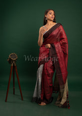Brown - ash Linen Saree