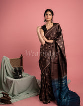 Brown Handmade Shibori Pure Tussar Saree