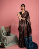 Brown Handmade Shibori Pure Tussar Saree