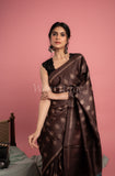 Brown Handmade Shibori Pure Tussar Saree