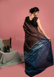 Brown Handmade Shibori Pure Tussar Saree