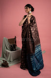 Brown Handmade Shibori Pure Tussar Saree