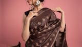 Brown Handmade Shibori Pure Tussar Saree