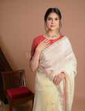Cream Gota Patti Uppada Silk Saree