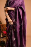 Dark Purple Uppada Silk Moti Work Saree