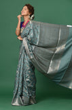 Gray Chinia Silk Banarasi Saree