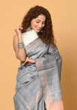 Gray Sequins Pure Tussar Saree