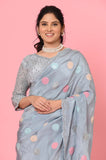 Gray Silk Sequins Work Designer Saree