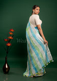 Green Checks Linen Saree