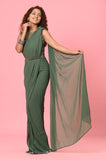 Green Georgette Drape Designer Saree