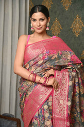 Green Printed Chanderi Saree