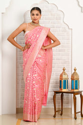 Light Pink Jaal Banarasi Saree