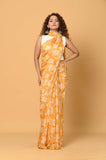Mustard Chinon Saree