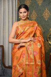 Mustard Dupion Silk Banarasi Saree