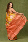 Mustard Tussar Printed Saree