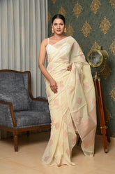 Off White Cotton Silk Banarasi Saree