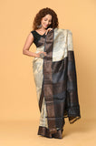 Offwhite Black Tussar Printed Saree