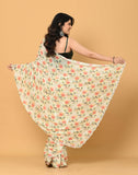 Offwhite Chinon Floral Printed Saree