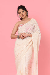 Offwhite Georgette Designer Saree