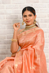 Peach Tissue Banarasi Saree