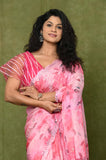 Pink Chinon Printed Saree