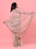 Pink Organza Tissue Embroidered Saree