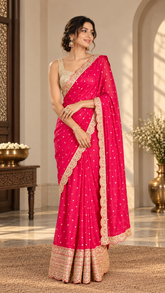 Rani Georgette Weaving Saree