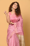 Pink Sequins Pure Tussar Saree