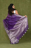 Purple Banarasi Linen Saree